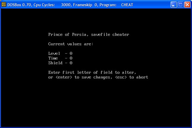 Prince of Persia, savefile cheater